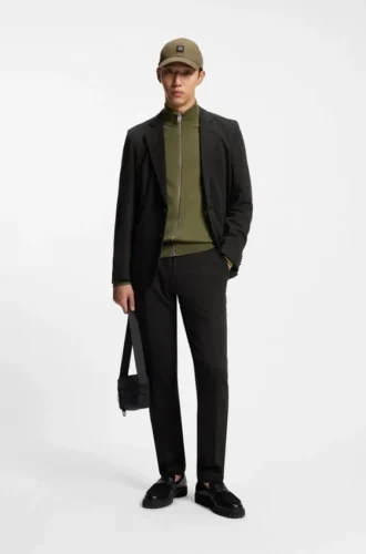 Melange modern-fit trousers in a cotton blend