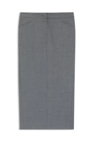 Melange pencil skirt in virgin wool