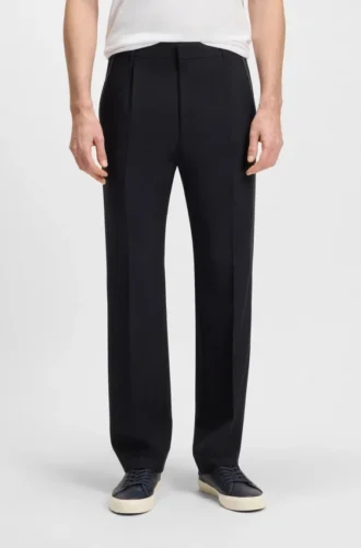 Melange relaxed-fit trousers in virgin wool