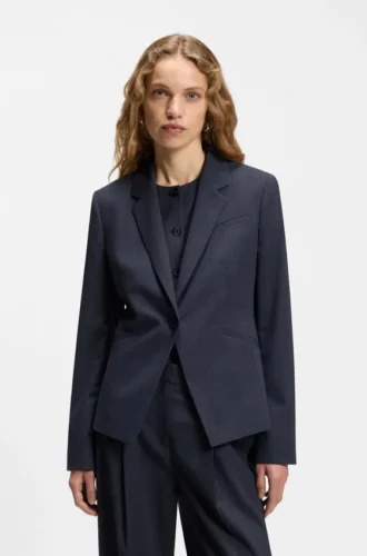 Melange slim-fit blazer in virgin wool