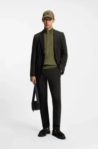 Melange slim-fit jacket in a cotton blend