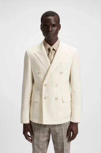 Melange slim-fit jacket in cotton and cashmere