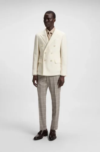 Melange slim-fit jacket in cotton and cashmere
