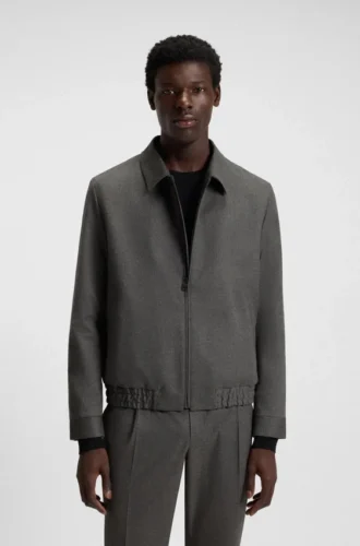 Melange slim-fit jacket in stretch flannel