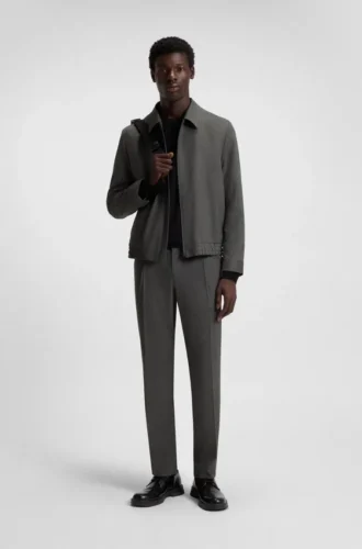 Melange slim-fit jacket in stretch flannel