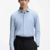 Melange slim-fit shirt in cotton-blend jersey