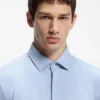 Melange slim-fit shirt in cotton-blend jersey