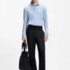 Melange slim-fit shirt in cotton-blend jersey