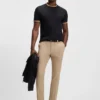 Melange slim-fit trousers in stretch dobby