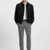 Melange slim-fit trousers in stretch dobby