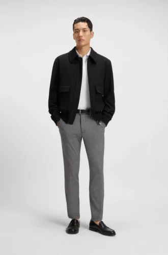 Melange slim-fit trousers in stretch dobby