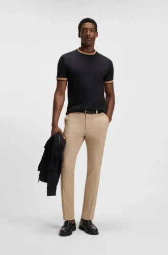 Melange slim-fit trousers in stretch dobby