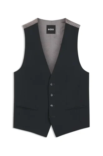 Melange slim-fit waistcoat in a wool blend