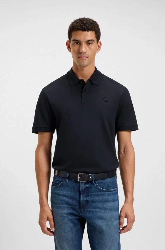Mercerised-cotton polo shirt with Double B monogram Mercerised-cotton polo shirt with Double B monogram