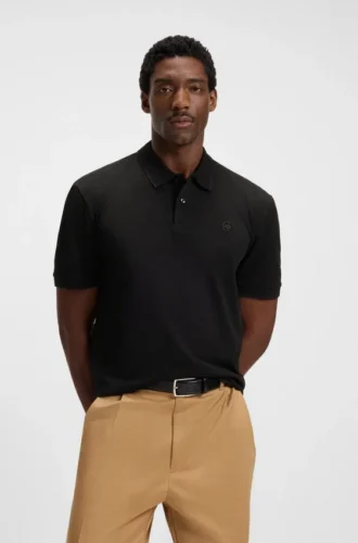 Mercerised-cotton polo shirt with Double B monogram