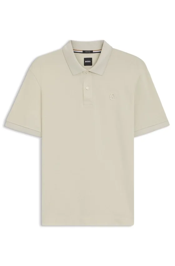 Mercerised-cotton polo shirt with Double B monogram Mercerised-cotton polo shirt with Double B monogram