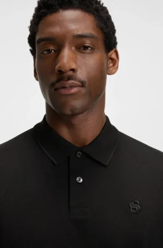 Mercerised-cotton polo shirt with Double B monogram