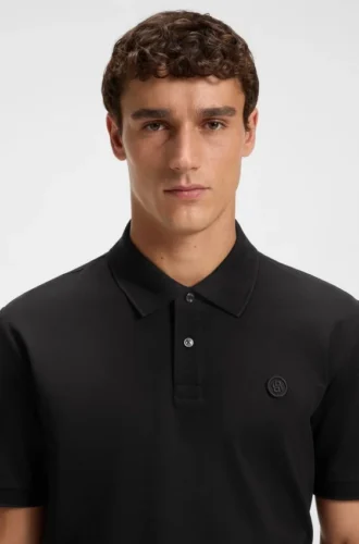Mercerised-cotton polo shirt with Double B monogram