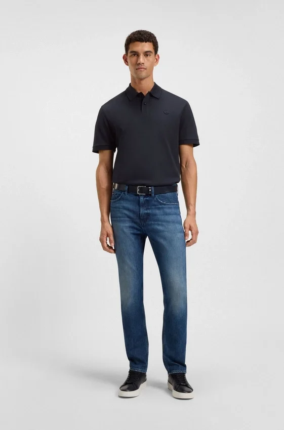 Mercerised-cotton polo shirt with Double B monogram Mercerised-cotton polo shirt with Double B monogram