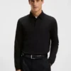 Mercerised-cotton polo shirt with plain collar Mercerised-cotton polo shirt with plain collar