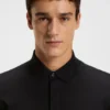 Mercerised-cotton polo shirt with plain collar Mercerised-cotton polo shirt with plain collar