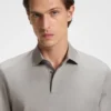 Mercerised-cotton polo shirt with plain collar Mercerised-cotton polo shirt with plain collar