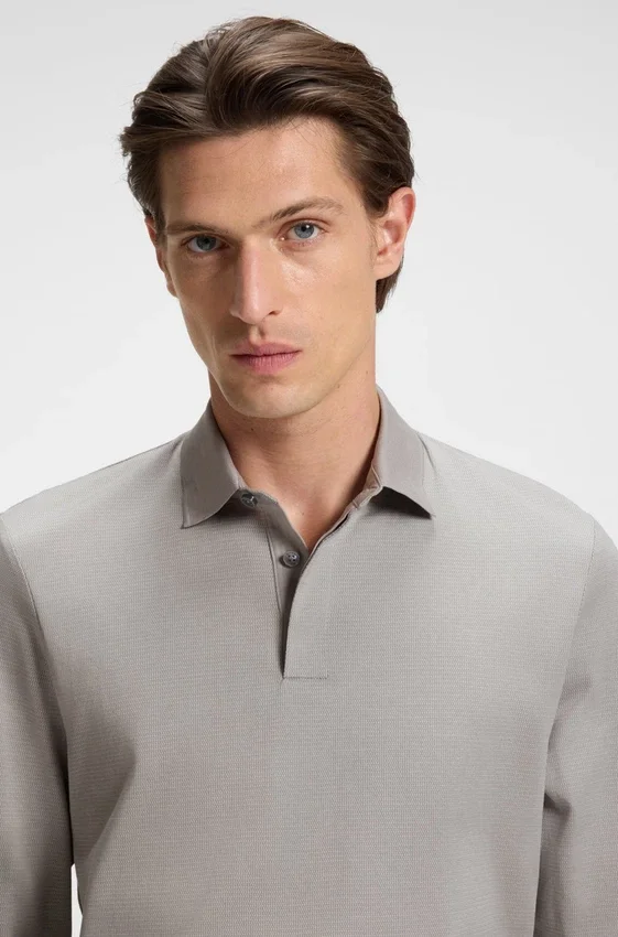 Mercerised-cotton polo shirt with plain collar Mercerised-cotton polo shirt with plain collar