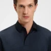 Mercerised-cotton polo shirt with plain collar Mercerised-cotton polo shirt with plain collar