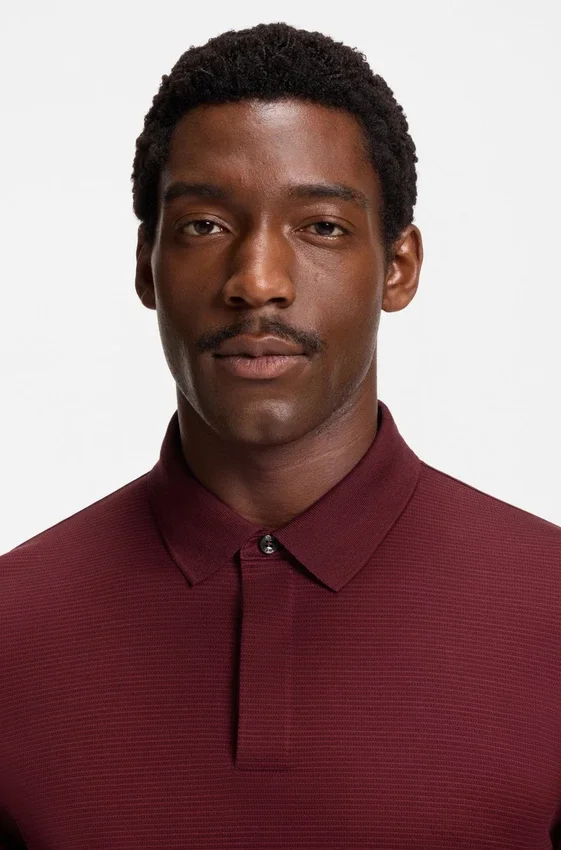 Mercerised-cotton polo shirt with plain collar Mercerised-cotton polo shirt with plain collar