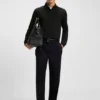 Mercerised-cotton polo shirt with plain collar Mercerised-cotton polo shirt with plain collar