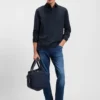 Mercerised-cotton polo shirt with plain collar Mercerised-cotton polo shirt with plain collar