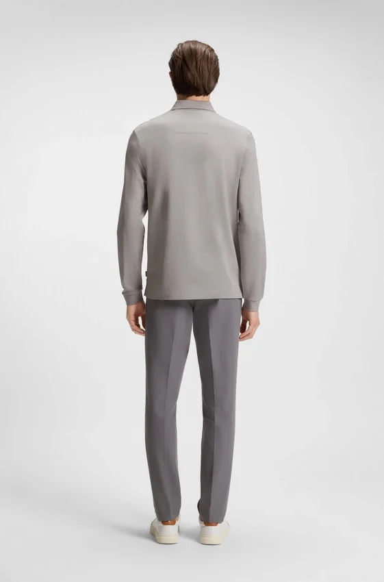 Mercerised-cotton polo shirt with plain collar Mercerised-cotton polo shirt with plain collar