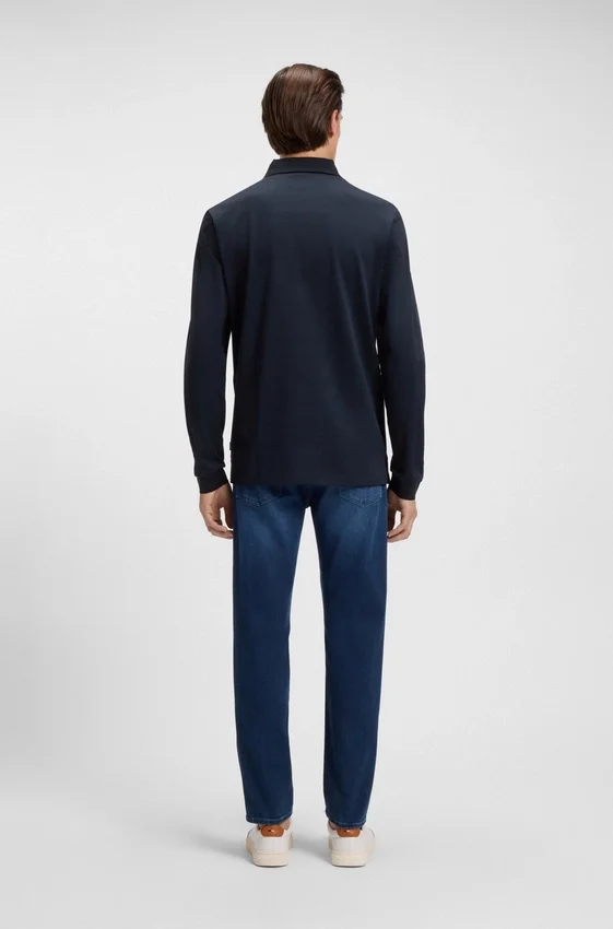 Mercerised-cotton polo shirt with plain collar Mercerised-cotton polo shirt with plain collar