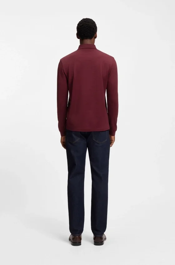 Mercerised-cotton polo shirt with plain collar Mercerised-cotton polo shirt with plain collar