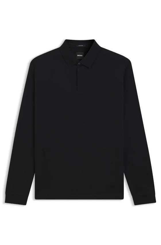 Mercerised-cotton polo shirt with plain collar Mercerised-cotton polo shirt with plain collar