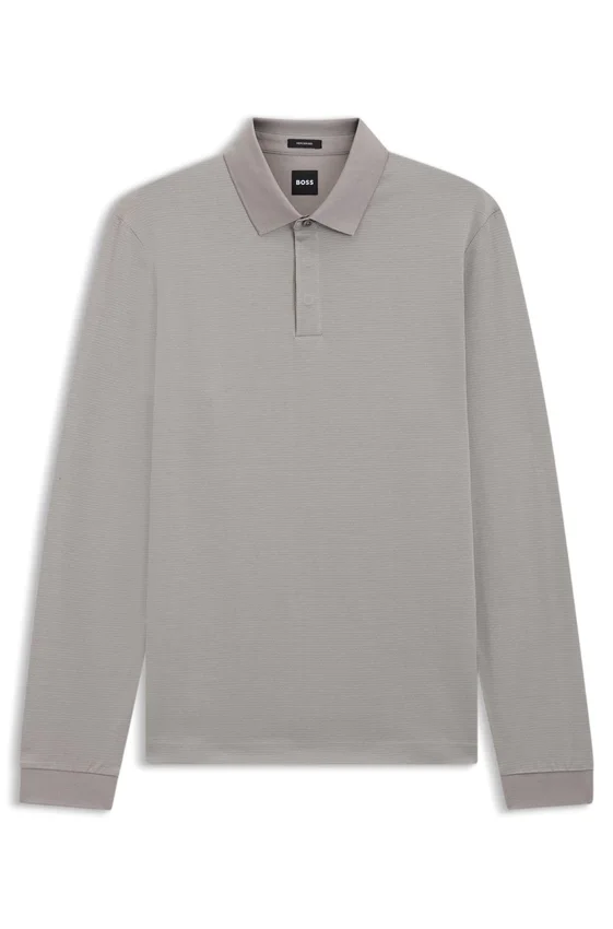 Mercerised-cotton polo shirt with plain collar Mercerised-cotton polo shirt with plain collar