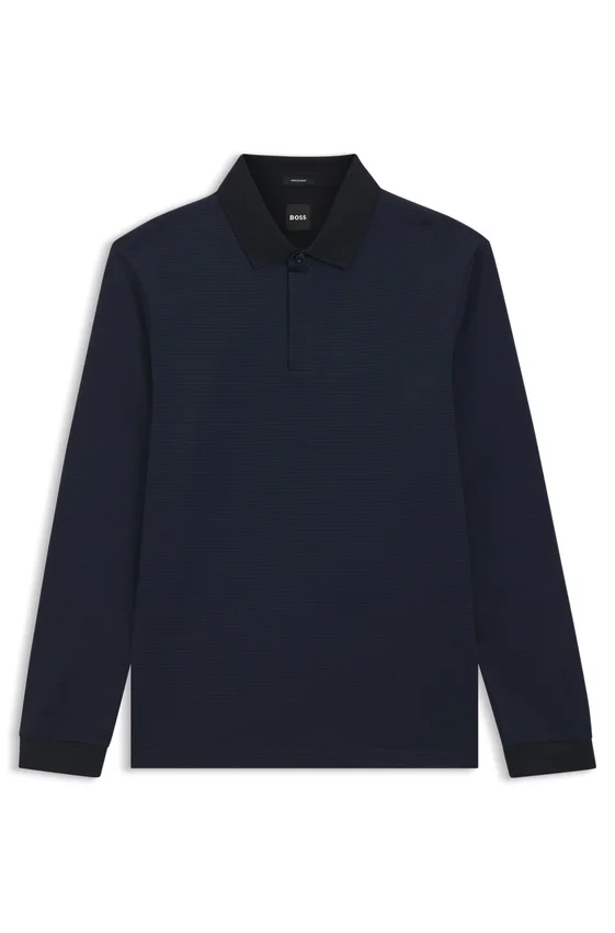 Mercerised-cotton polo shirt with plain collar Mercerised-cotton polo shirt with plain collar