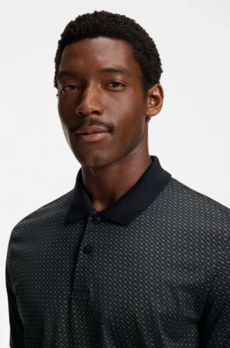 Mercerised-cotton polo shirt with two-tone monograms