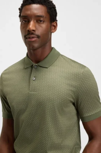 Mercerised-cotton polo shirt with two-tone monograms