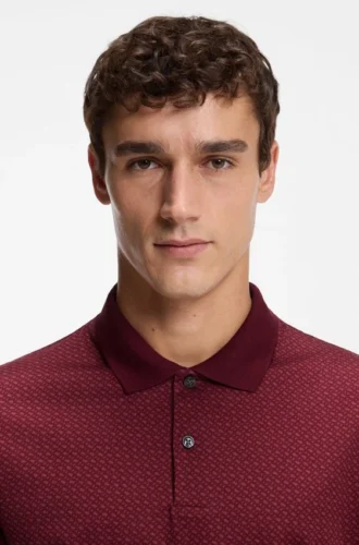 Mercerised-cotton polo shirt with two-tone monograms