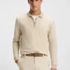 Mercerised-cotton polo shirt with two-tone structure
