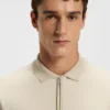 Mercerised-cotton polo shirt with two-tone structure