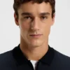 Mercerised-cotton polo shirt with two-tone structure
