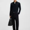 Mercerised-cotton polo shirt with two-tone structure