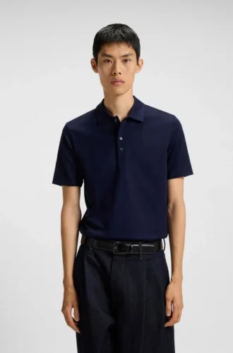 Mercerised-cotton slim-fit polo shirt with four-button placket