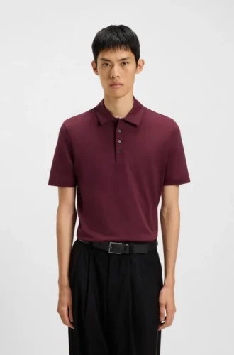 Mercerised-cotton slim-fit polo shirt with four-button placket