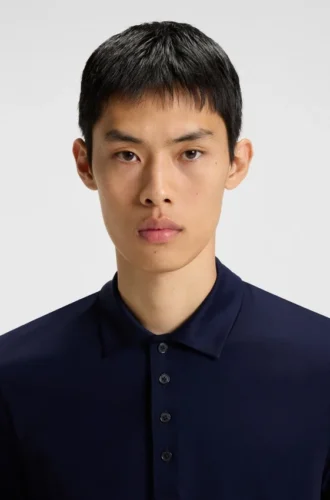Mercerised-cotton slim-fit polo shirt with four-button placket