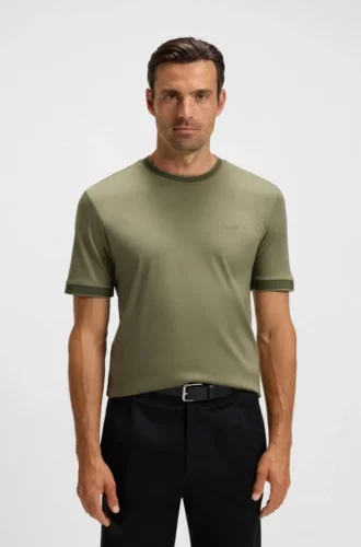 Mercerised-cotton slim-fit T-shirt with contrast trims