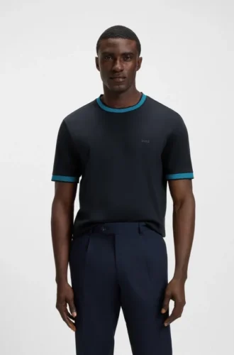 Mercerised-cotton slim-fit T-shirt with contrast trims