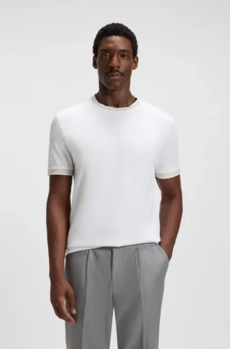 Mercerised-cotton slim-fit T-shirt with contrast trims